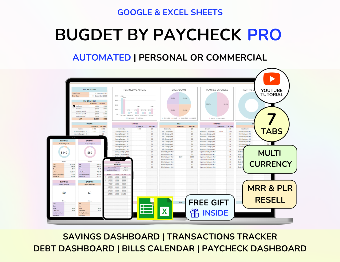 PLR Budget Package Budget Template Resell PLR Digital Planner PLR Budget Plr Google Sheet Reseller Spreadsheet Plr Planner Plr Product