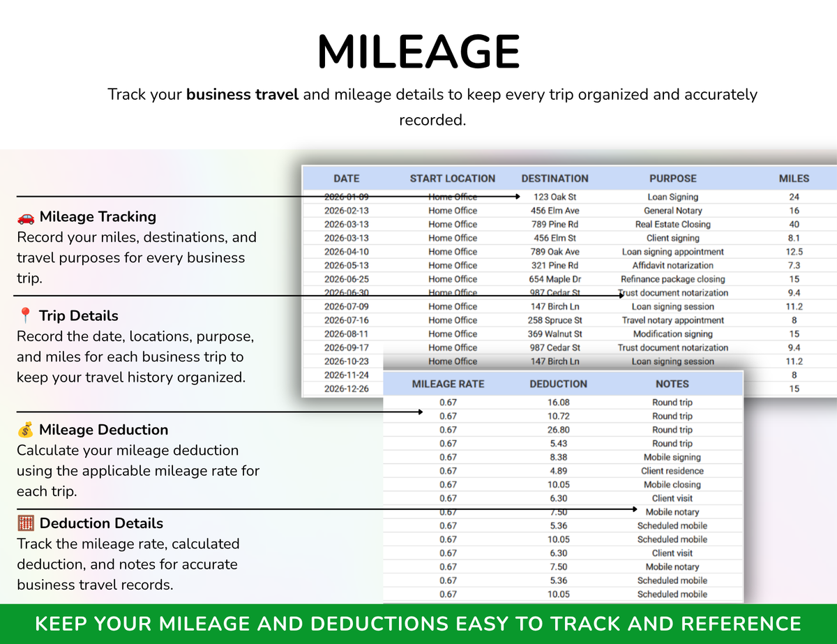 Notary Planner Notary Public Business Tracker