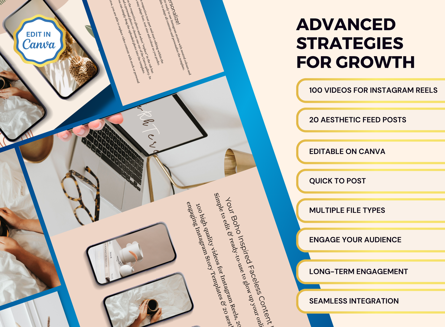 Faceless Content Library Customer Boho Inspired | MRR PLR Ebook