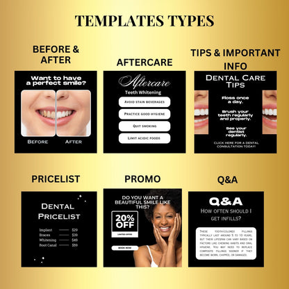 60 Teeth Whitening Social Media Post Template | Tooth Gem Instagram Templates