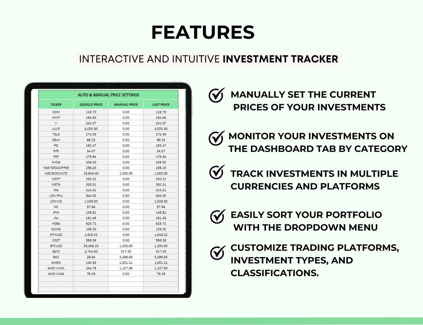 Stock Portfolio Tracker Spreadsheet