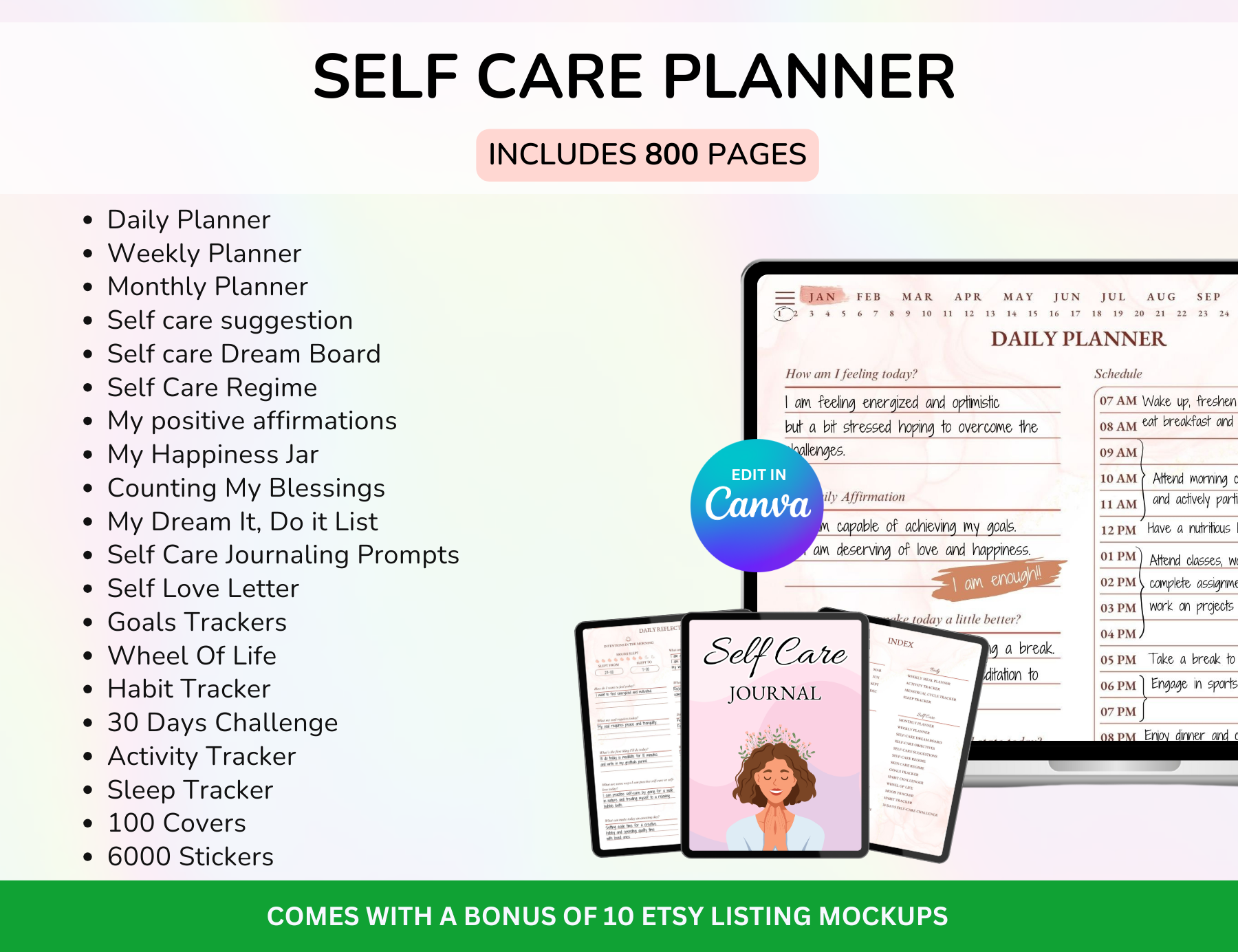 Girl Planner, Boss Babe, Planner Girl, Self Care, Girl Ebook, Digital Planner, Goodnotes Planner, Ipad planner, Faceless Reels, Monthly Planner, self care journal,