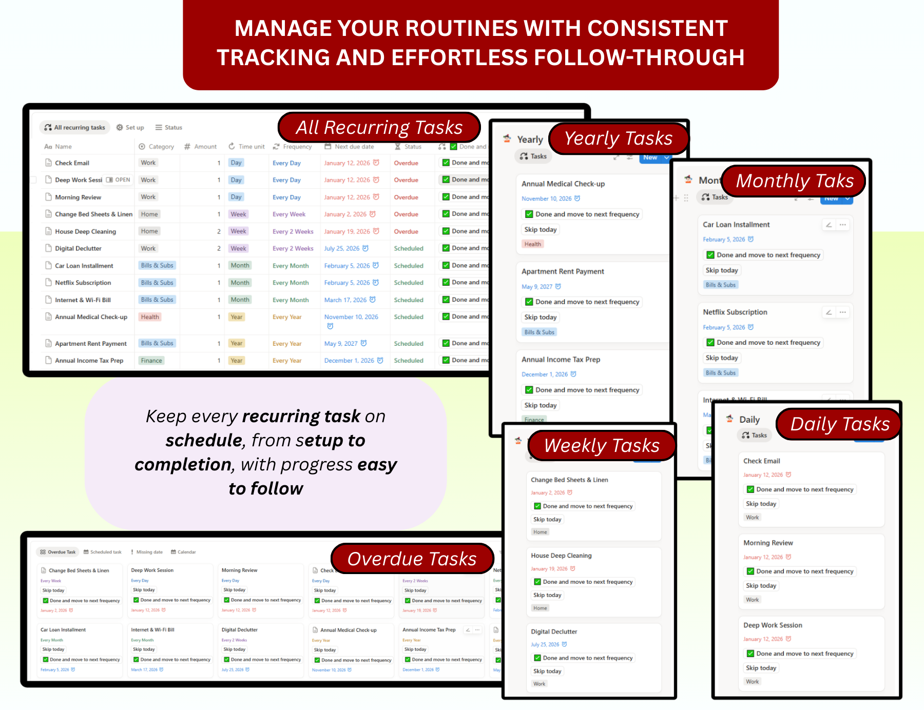 Notion Planner Essential Bundle, Notion dashboard, Notion template, Notion Tracker, Notion Productivity, Notion Task tracker