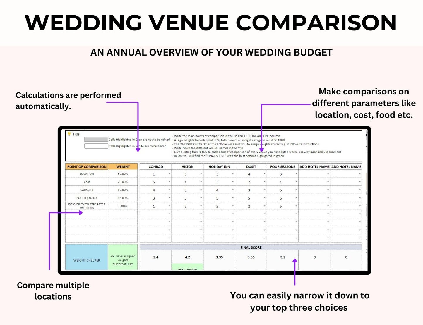 Wedding Spreadsheet Excel  Master Resell Rights