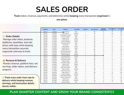 Reseller Spreadsheet Template Resale Business Planner Reseller Bookkeeping