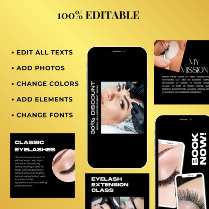 Lash Tech Templates | Lash Extension Instagram Templates
