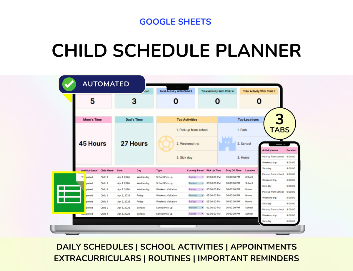 Co-Parenting Planner Bundle Shared Expenses Custody and Call Logs