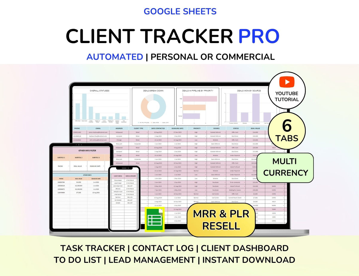 Sales Planner Bundle Inventory Tracker Order Tracker Invoice