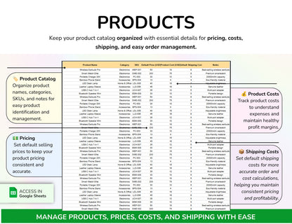 Order Tracker Spreadsheet, Order Management, Inventory Tracker