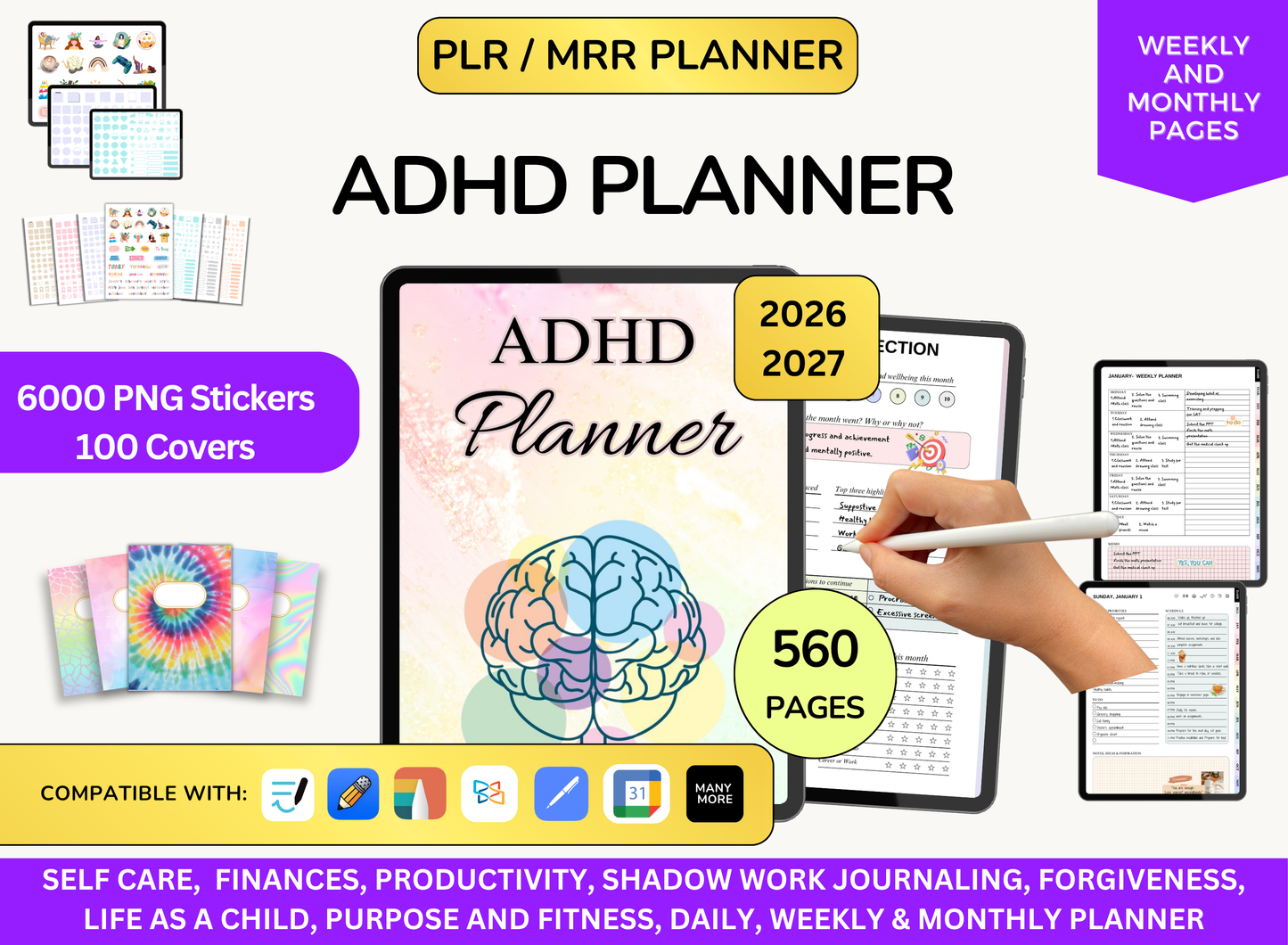 GoodNotes planner, financial planner, expense tracker, Etsy ADHD planner, digital planner
