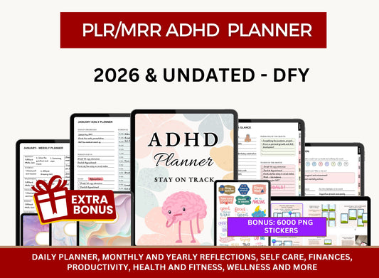 ADHD 2026  Neurodivergent Hyperlinked Planner with MRR Rights