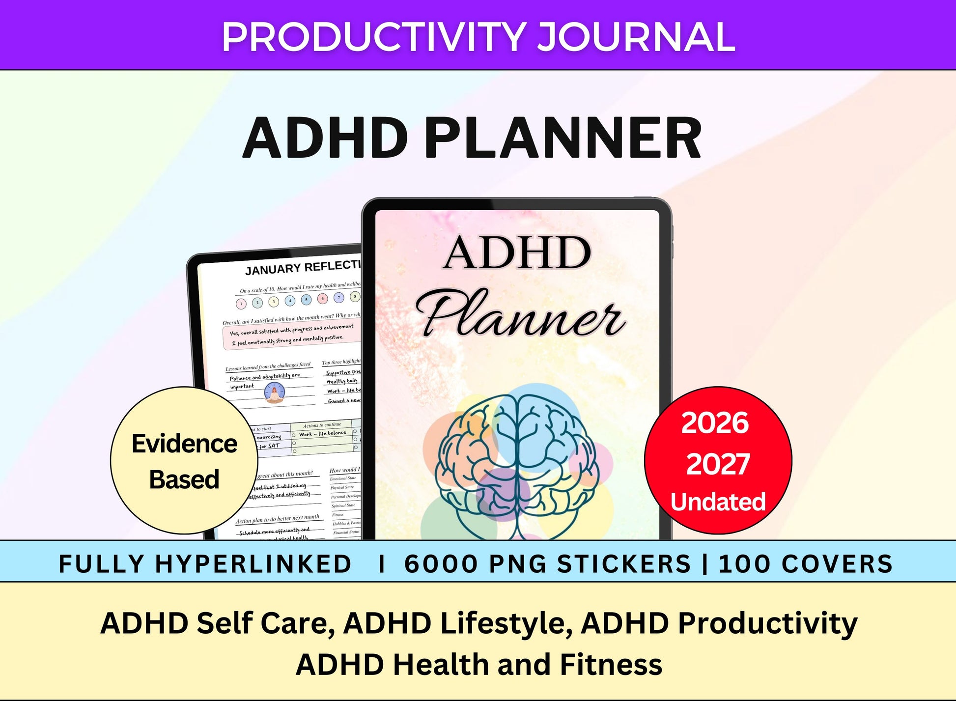 PLR Adhd Planner 2025 2026 2027, Adhd ipad planner, Adhd planner adult, Plr adhd planner, Neurodivergent Adhd, Adhd workbook, Adhd Calendar