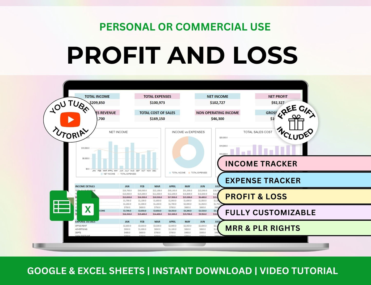 Profit and Loss Statement Spreadsheet