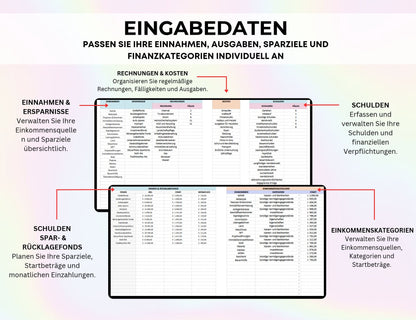 Finanzplaner Excel Google Sheets Haushaltsbuch Budgetplaner