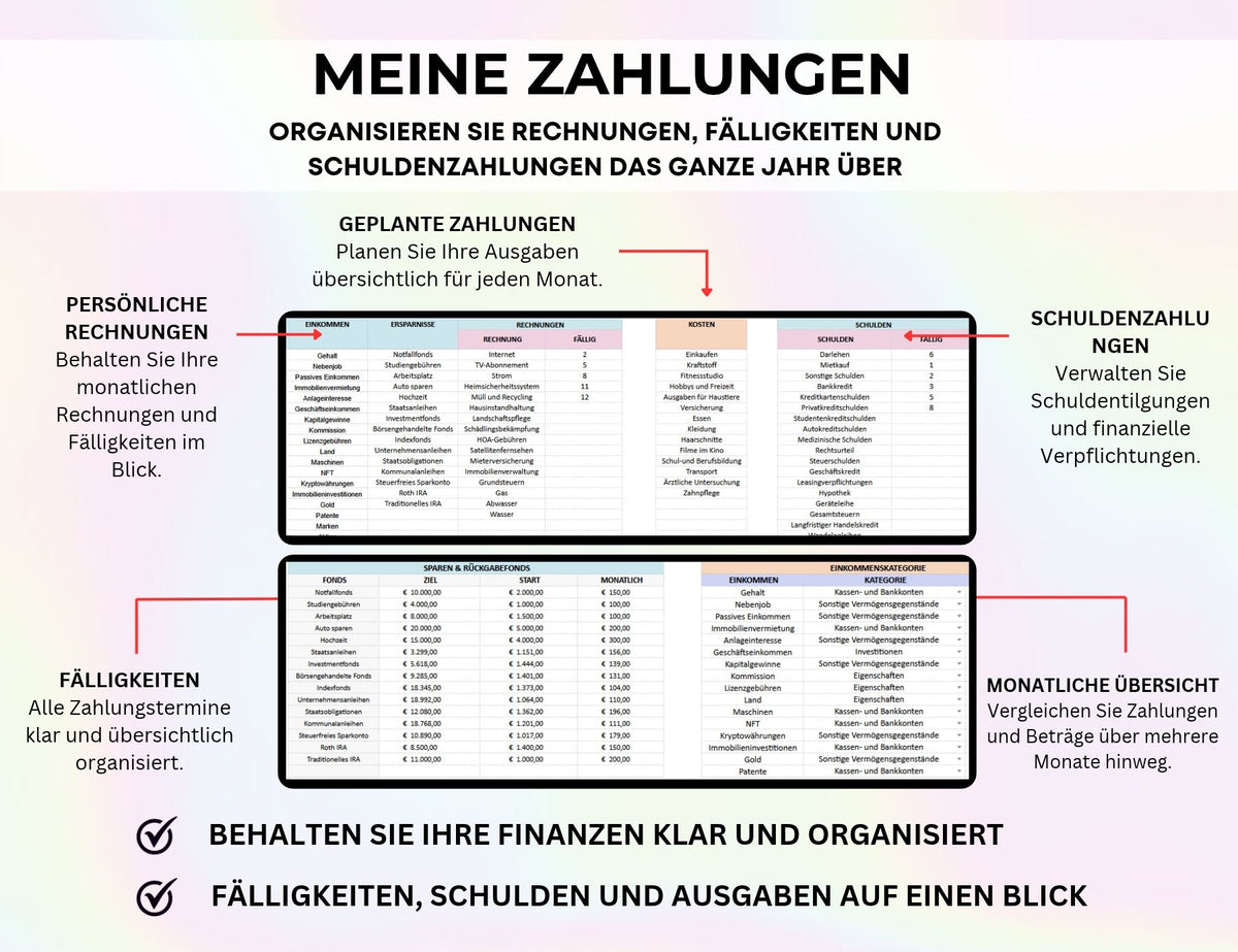 Finanzplaner Excel Google Sheets Haushaltsbuch Budgetplaner
