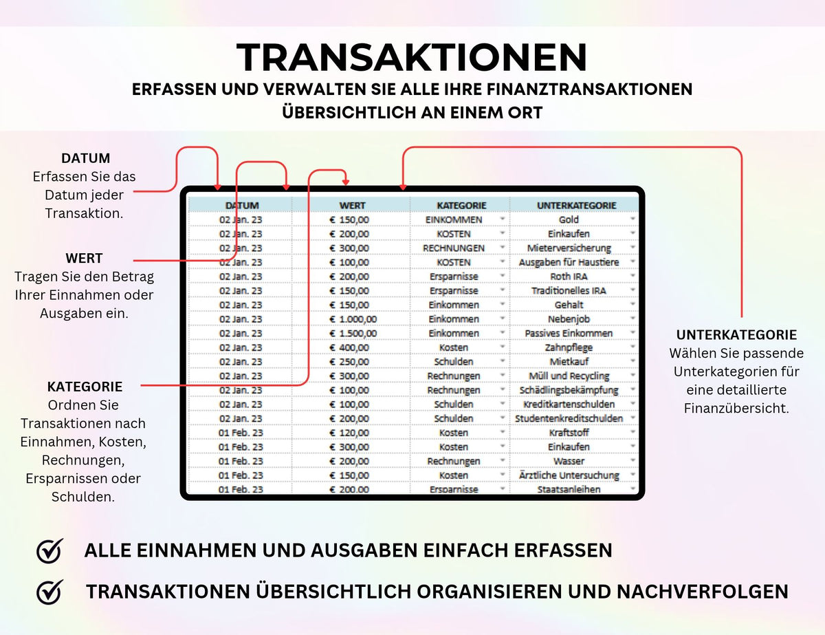 Finanzplaner Excel Google Sheets Haushaltsbuch Budgetplaner