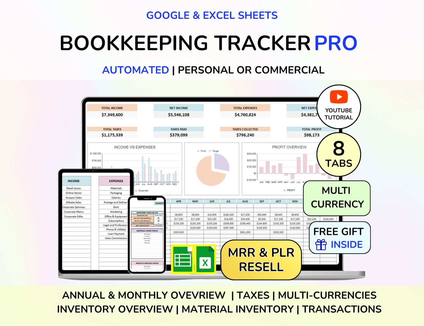 Bookkeeping Spreadsheet Accounting Template