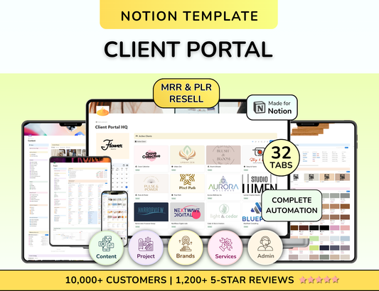 PLR Notion Template: Social Media Manager Client Portal Content Planner Client Onboarding Social Media Business Management Client Proposal