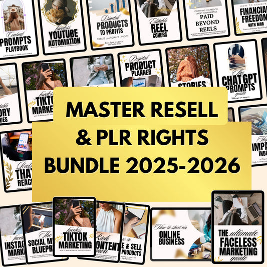 PLR Ebooks Faceless Marketing Complete Digital Bundle with Master Resell Rights