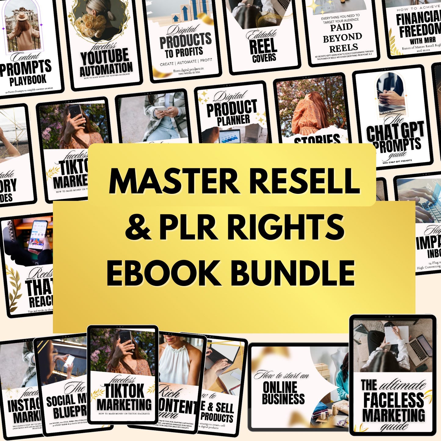 PLR Ebooks Faceless Marketing Complete Digital Bundle with Master Resell Rights