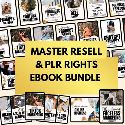 PLR Ebooks Faceless Marketing Complete Digital Bundle with Master Resell Rights
