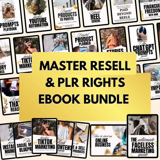 PLR Ebooks Faceless Marketing Complete Digital Bundle with Master Resell Rights
