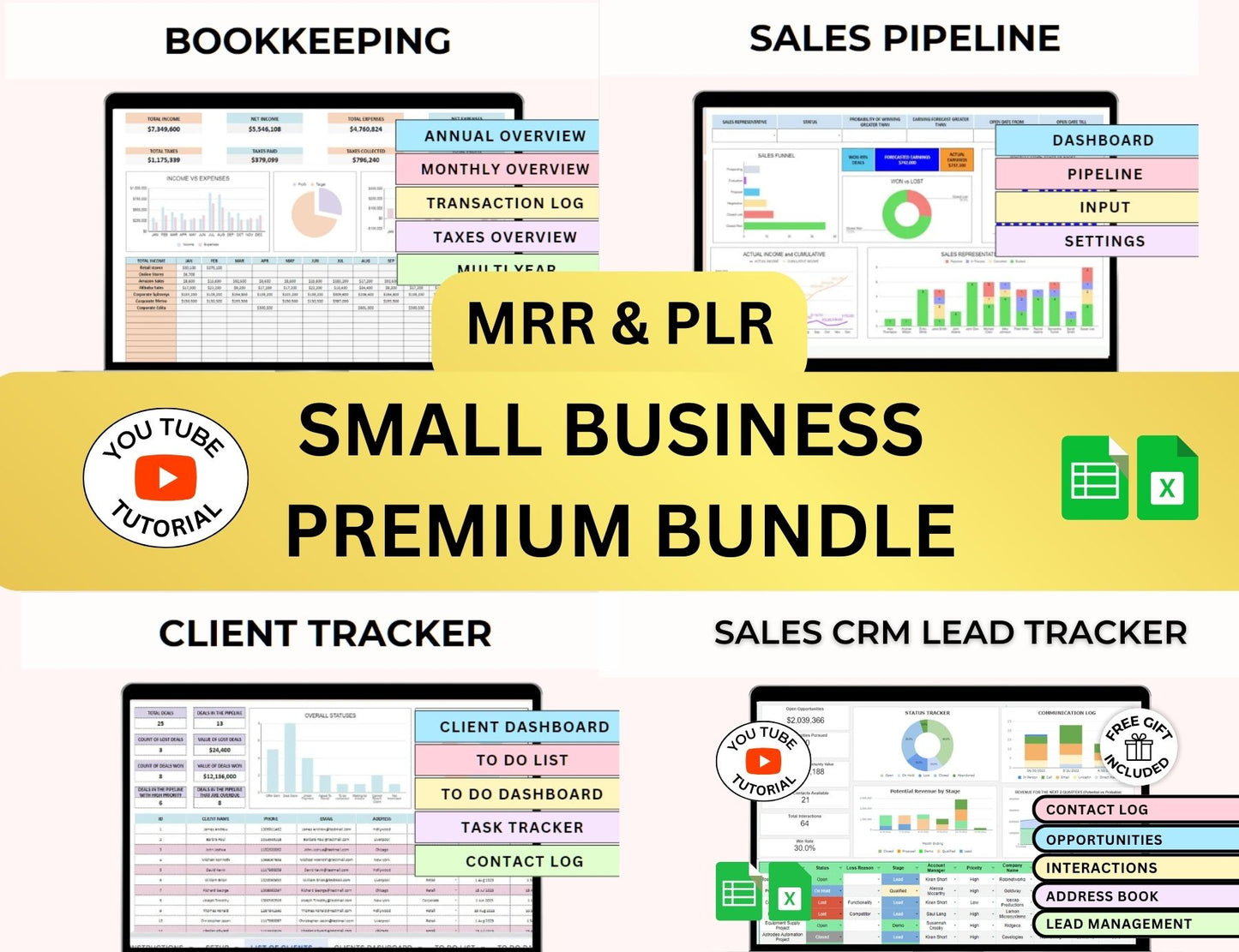 PLR Small Business Spreadsheet CRM, Business Tracker

