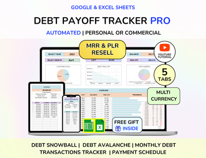 PLR Resell DEBT PAYMENT TRACKER WITH SNOWBALL AND AVALANCHE METHOD