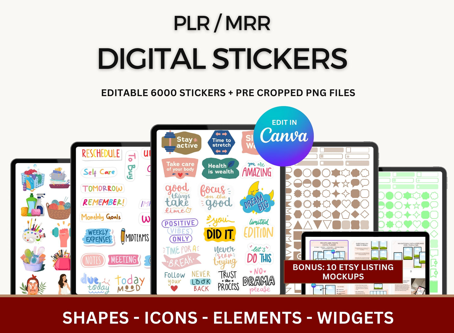 Digital Stickers, Planner Stickers, Digital Icons Shapes