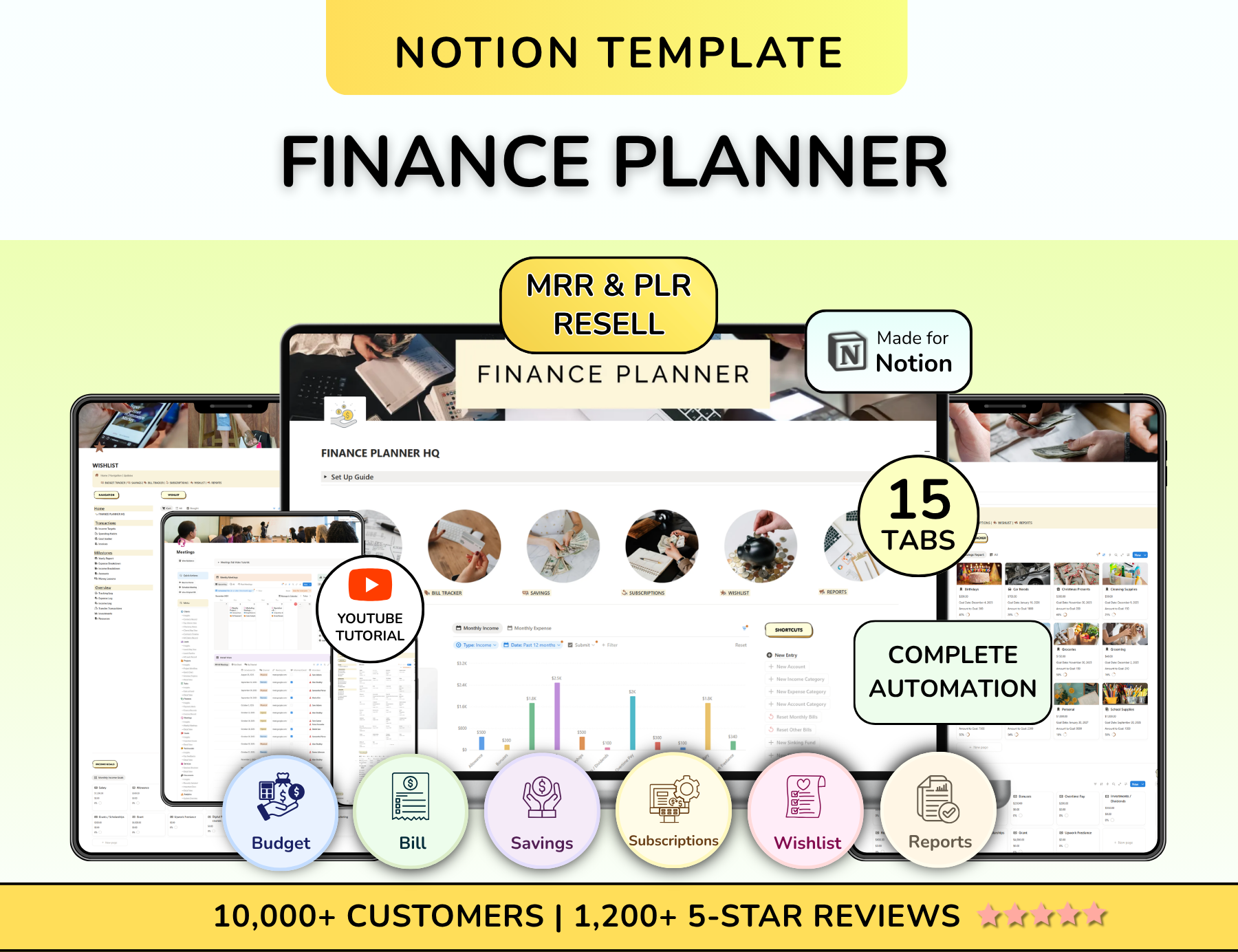 PLR Notion Budget Template Finance Tracker Expense Tracker Bill Calendar Bills Payment Personal Finance Template Master Resell PLR Notion