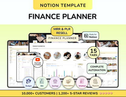 PLR Notion Budget Template Finance Tracker Expense Tracker Bill Calendar Bills Payment Personal Finance Template Master Resell PLR Notion