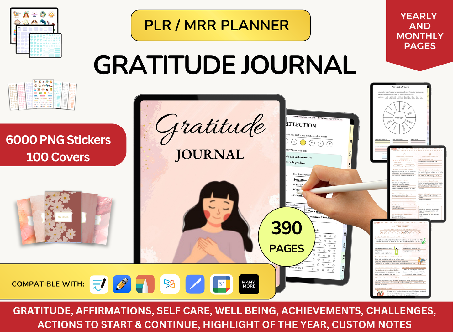 PLR Gratitude Planner, Gratitude Goodnotes, Gratitude Journal, Minimalist Planner, PLR Planner, Plr Journals, Done for you, Dfy Journal MRR