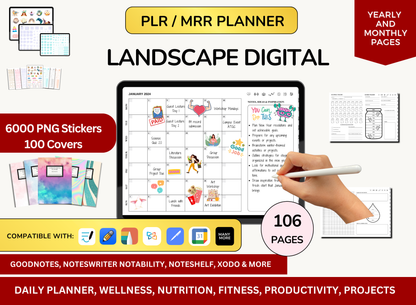 PLR Resell Digital Planner, Landscape Planner, Canva Editable Planners, Plr Planners, Plr Digital Planner MRR, Digital Product