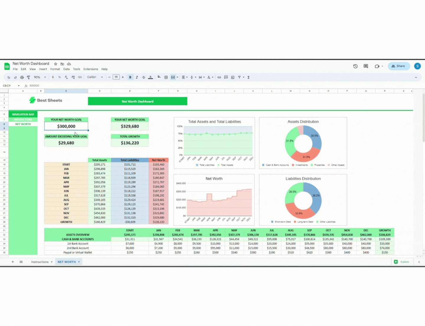 Net Worth Tracker Spreadsheet