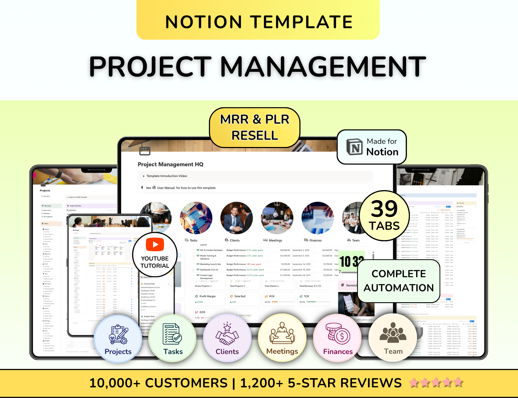 PLR Notion Project Management Planner Task Tracker, Gantt Chart, Project Planner Project Tracker Notion Template Business Planner