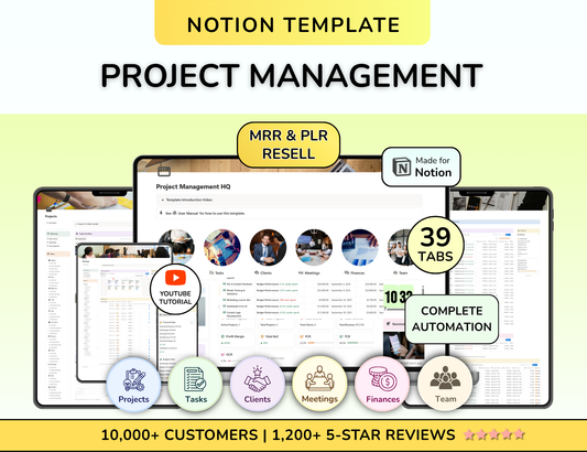 PLR Notion Project Management Planner Task Tracker, Gantt Chart, Project Planner Project Tracker Notion Template Business Planner