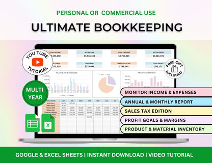 Bookkeeping Spreadsheet Accounting Template