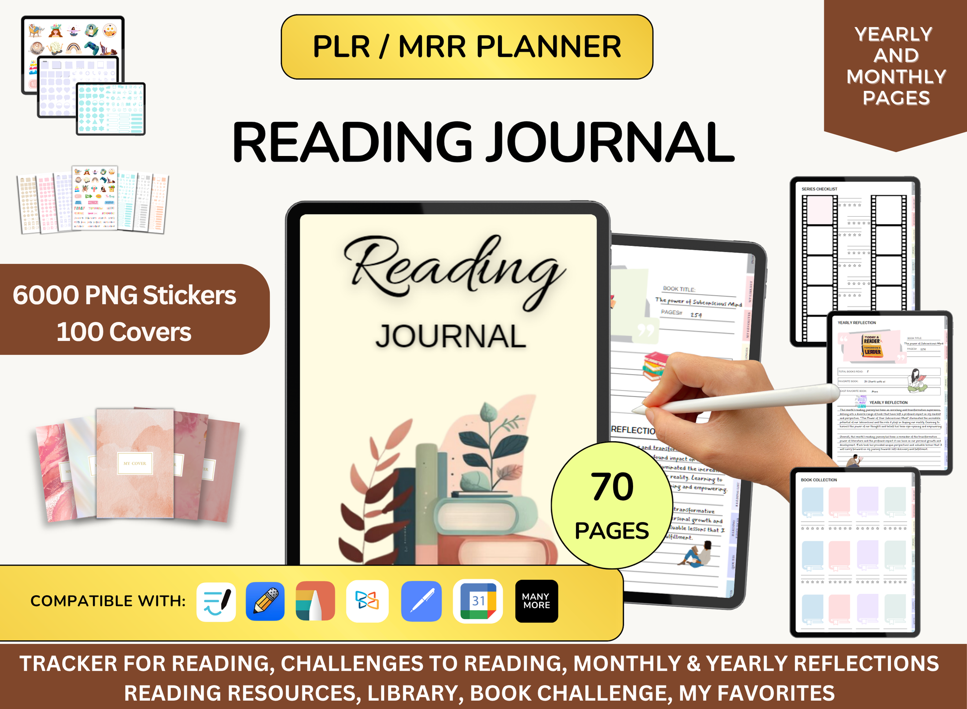 Reading Journal 2026, Reading Tracker, Reading Log, Book Journal, Plr Journal, Ipad Planner, Reading Diary, Goodnotes Planner, PLR Planner