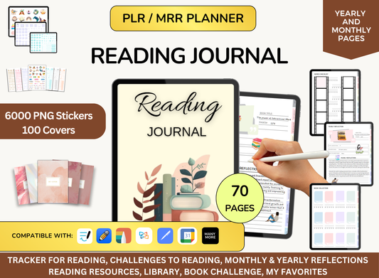 Reading Journal 2026, Reading Tracker, Reading Log, Book Journal, Plr Journal, Ipad Planner, Reading Diary, Goodnotes Planner, PLR Planner