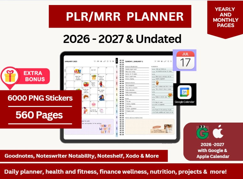 PLR Planner 2026 - 2027 & Undated - Resell Planner Bundle
