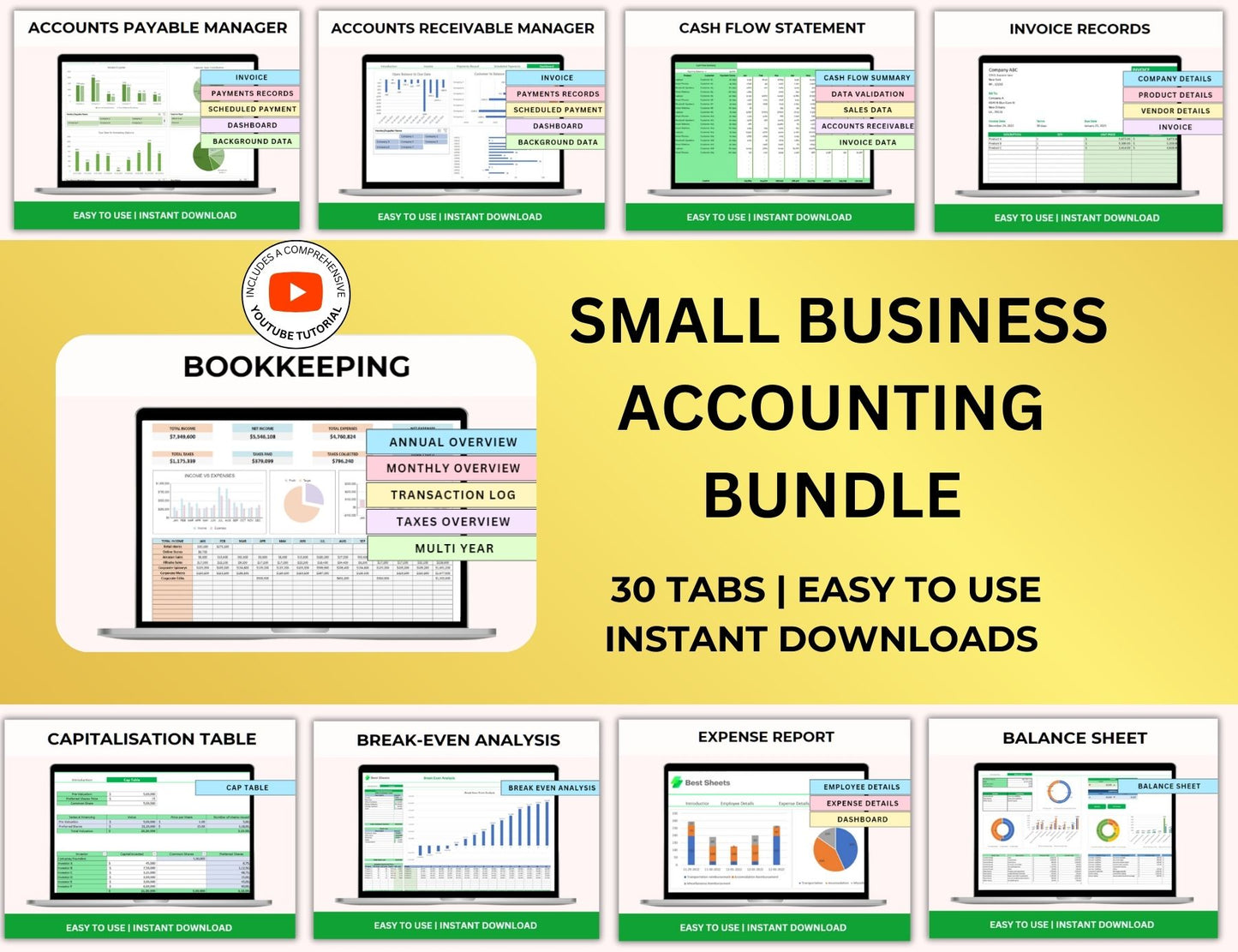 Small Business Accounting Excel Bundle with Master Resell Rights
