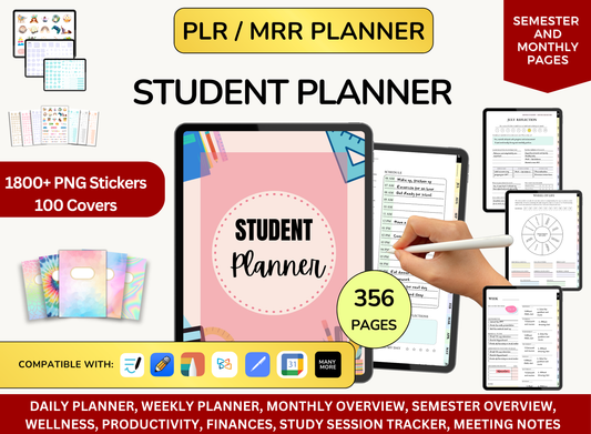 PLR Student Planner, Hyperlinked PLR Journals, Plr Notebook, Student Life Planner, Digital Student Planner, Digital Notebook, PLR Planner
