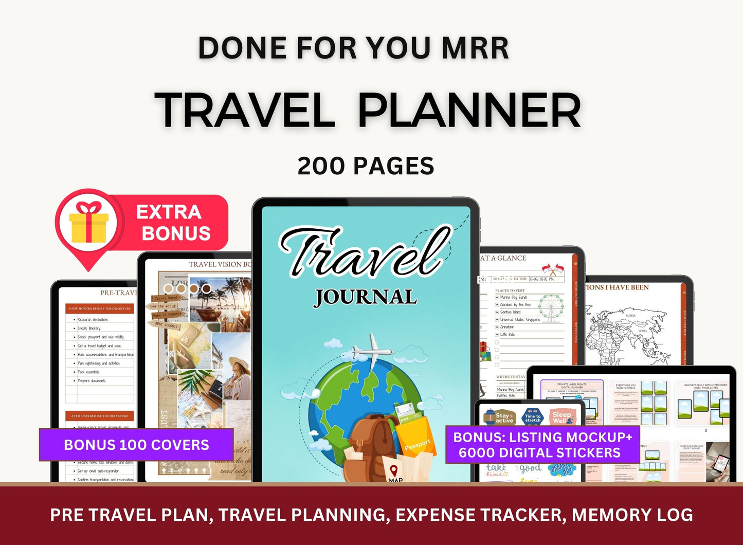 Travel Planner PLR Digital Planner Master Resell Rights