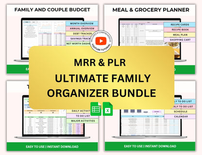 Family Organizer Spreadsheet Bundle Master Resell Rights