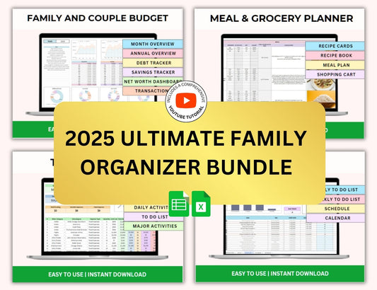 Family Organizer Spreadsheet Bundle Master Resell Rights