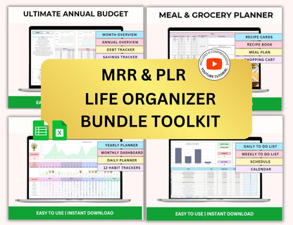 Ultimate Life Organizer Spreadsheet Bundle Master Resell Rights
