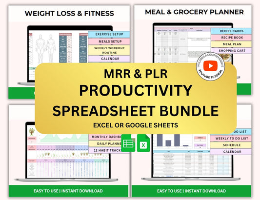 Productivity Spreadsheet Bundle with Master Resell Rights