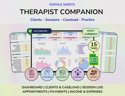 Therapist Planner Caseload tracker Session log Therapy organizer