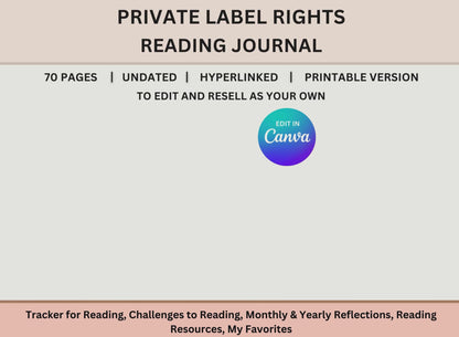Reading Journal PLR Planner Master Resell Rights