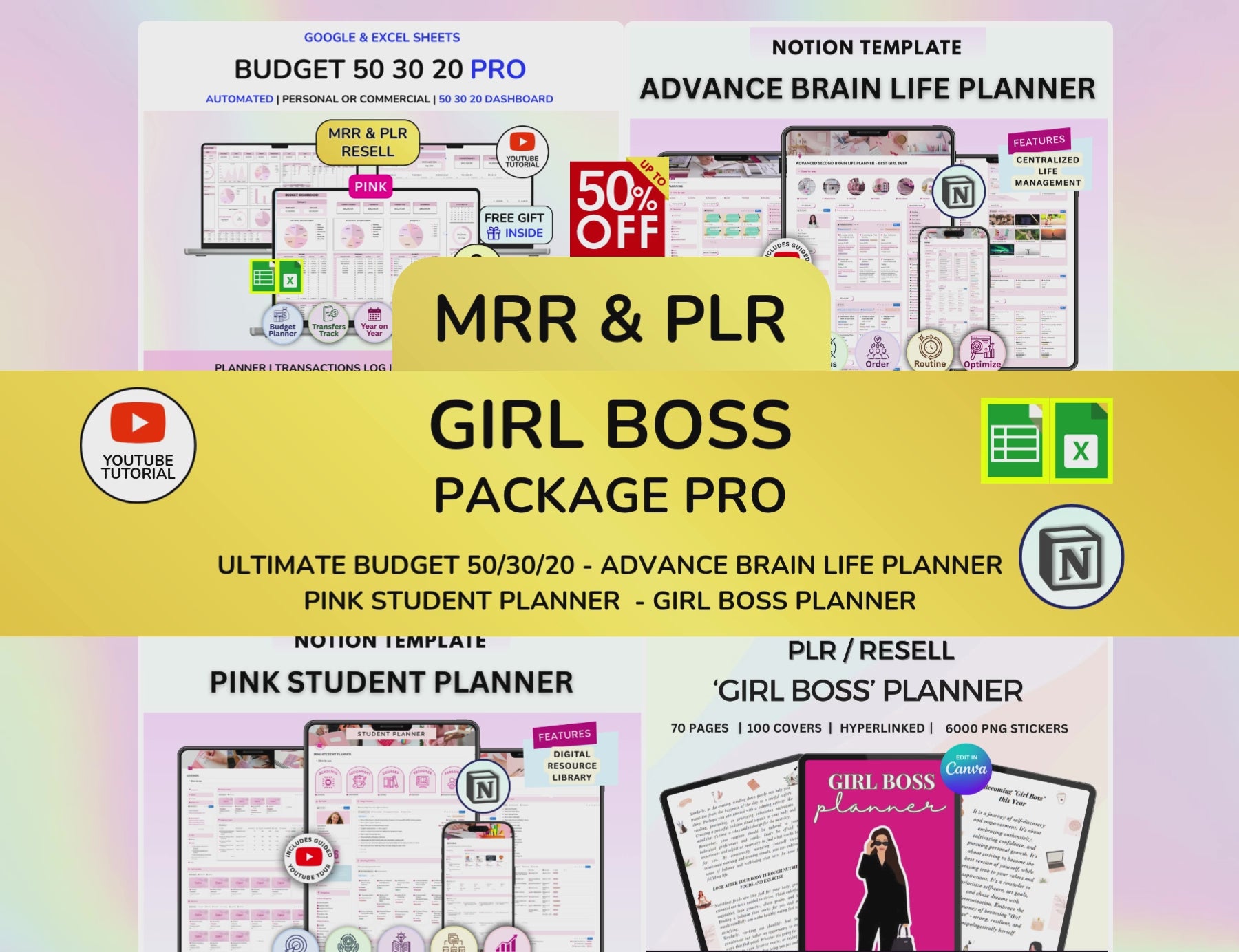 PLR Girl Boss Package Pro, Pink Budget, Girl Budget, Girl Notion planner, Pink Student planner, Boss Girl, girl Ebook, Digital Product
